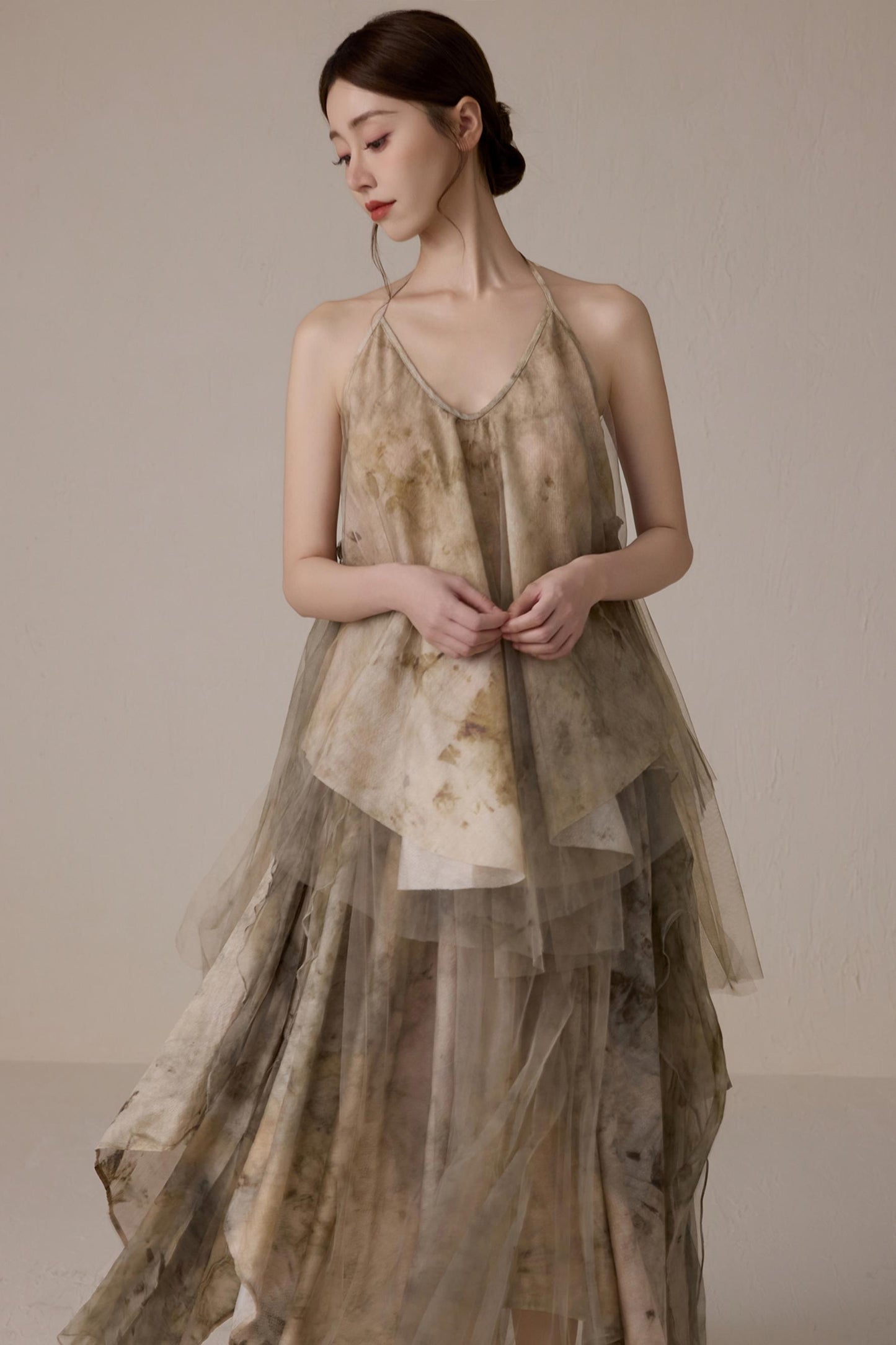 Floral Mesh Tie Neck Camisole