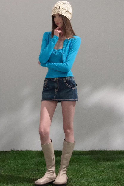 Retro Jeansrock mit Waschung