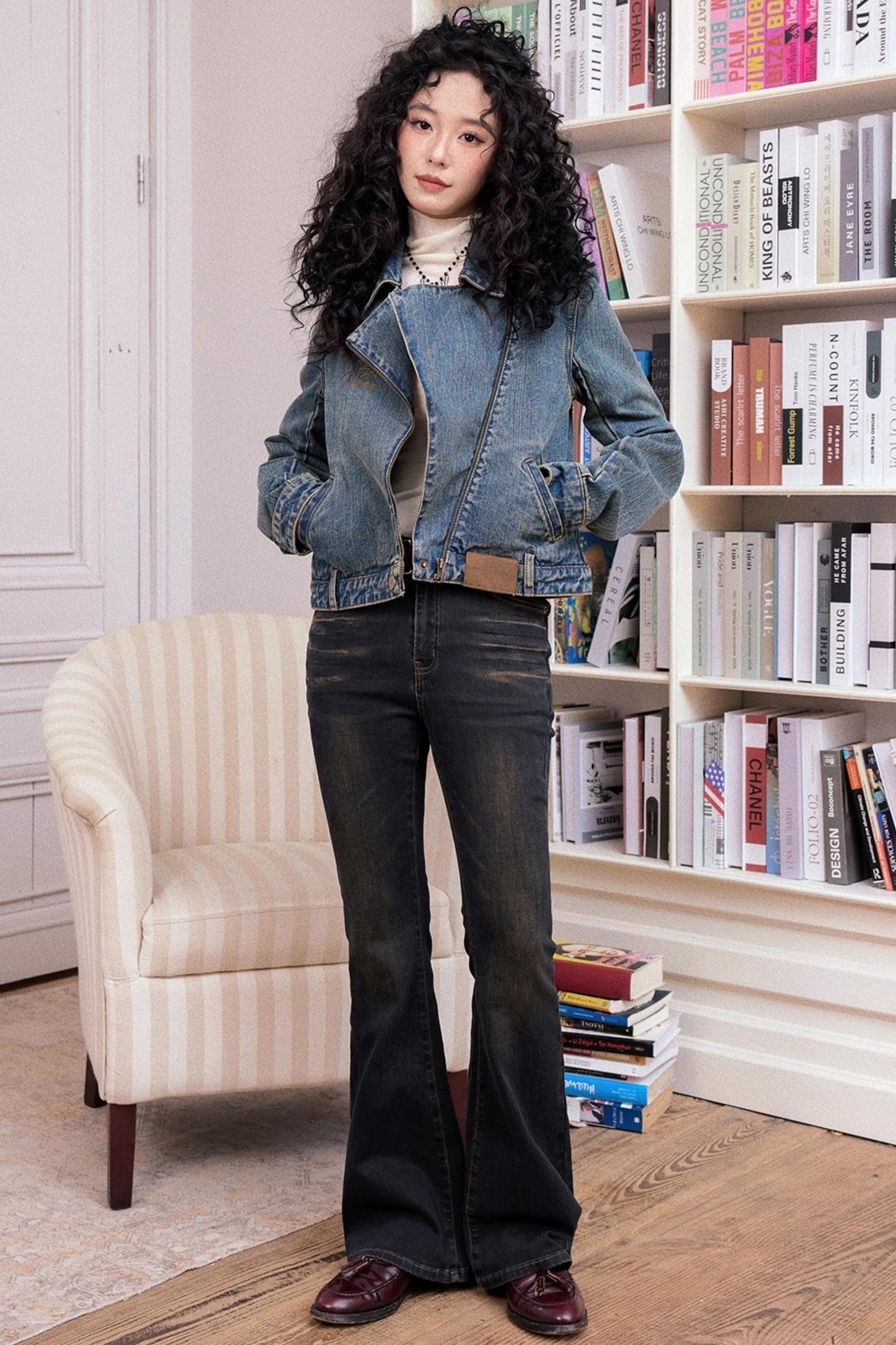 Autumn Retro Slim Denim Trousers