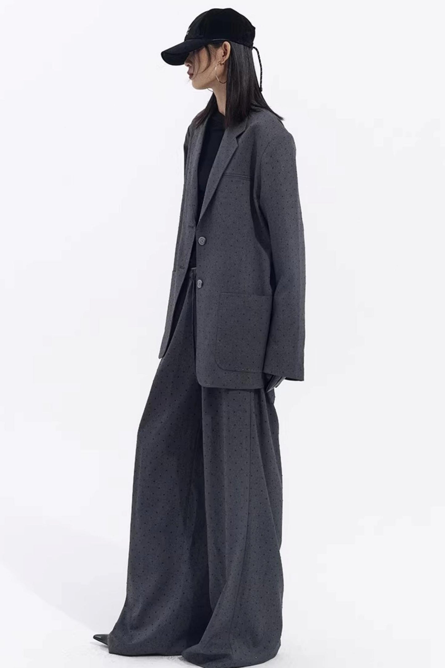 Retro Gray-Red Polka Dot Trousers