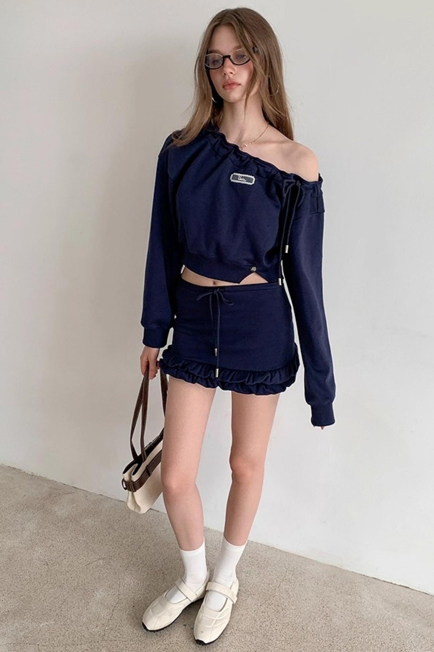 Cropped Sweatshirt Ruffle Set-Up