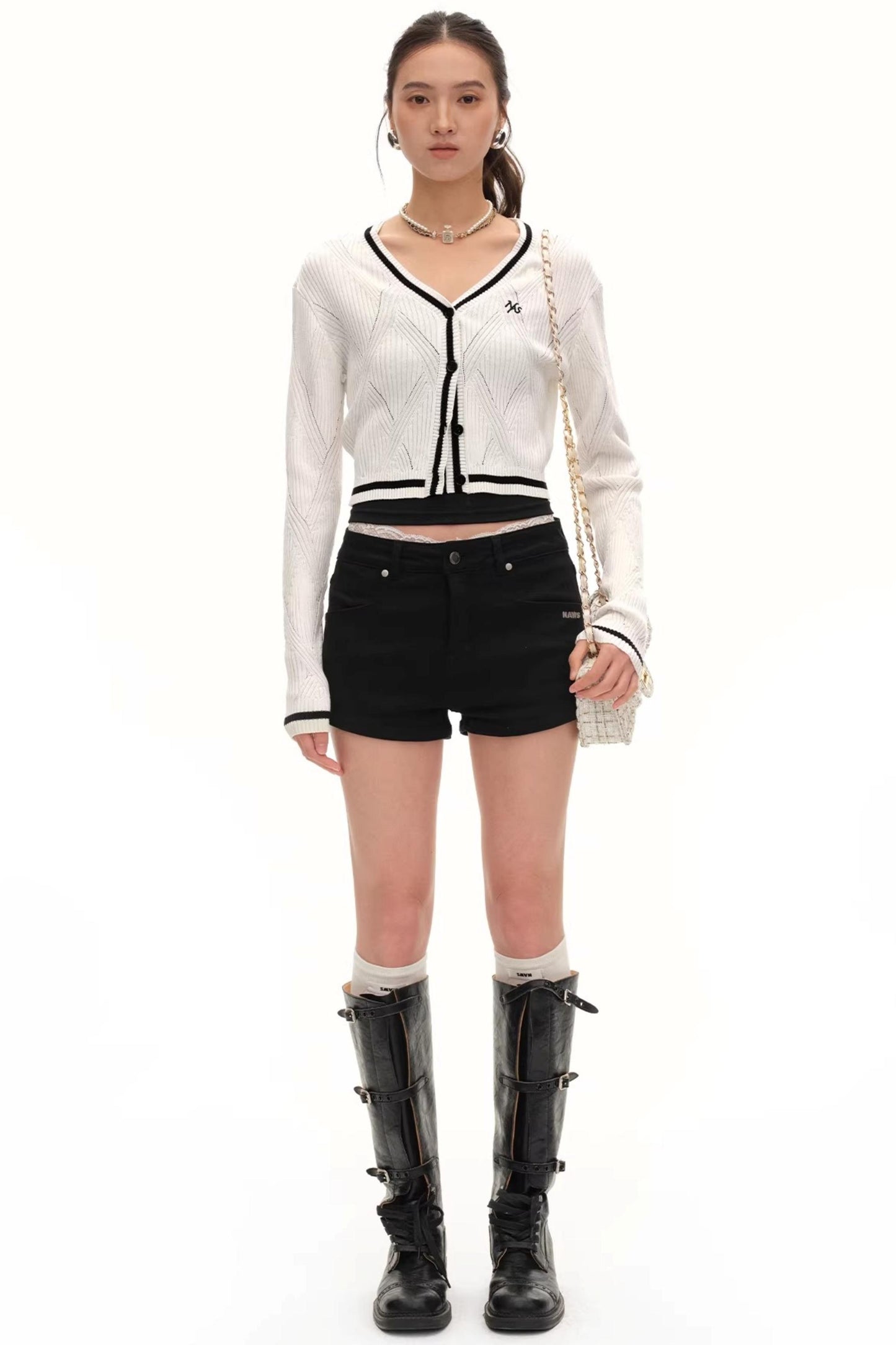 Versailles Wool Argyle Cardigan Top