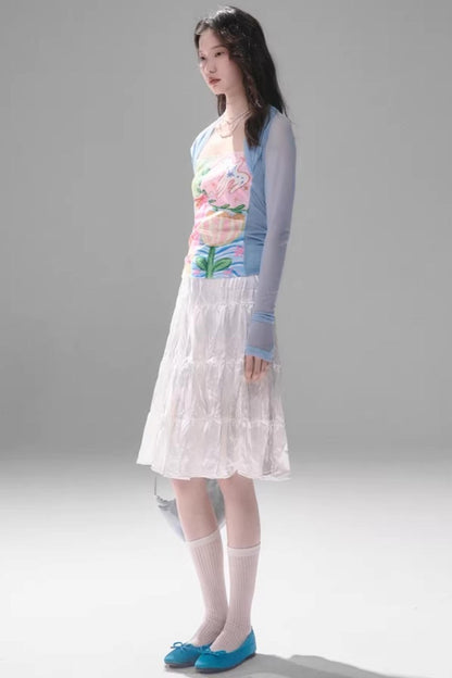 Sparkling Pearlescent Satin Skirt