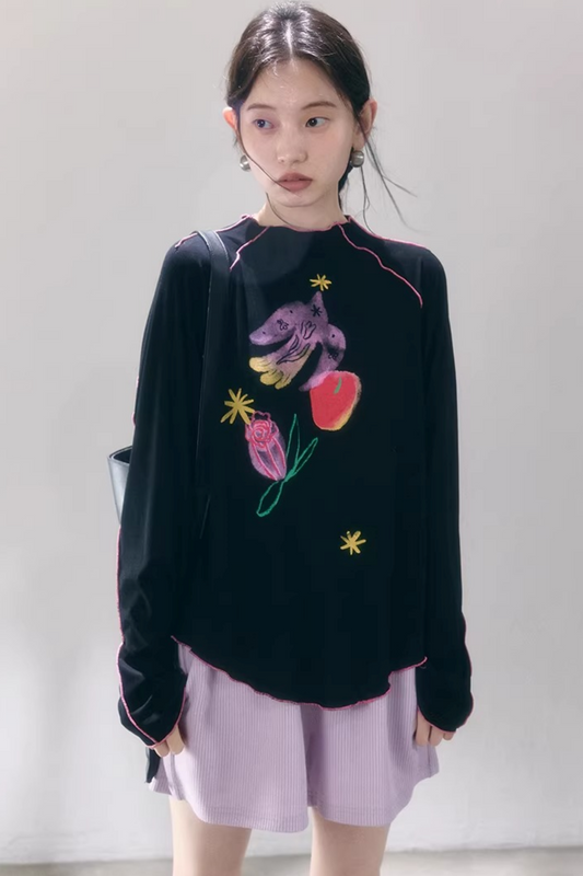 Tencel Poetry Print Blouse