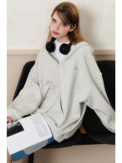 Heavy Weight Bat Sleeve Off Shoulder Hoodie