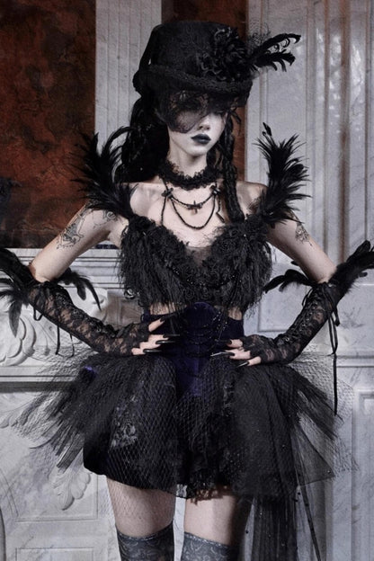 Diamond Feather Trailing Dress