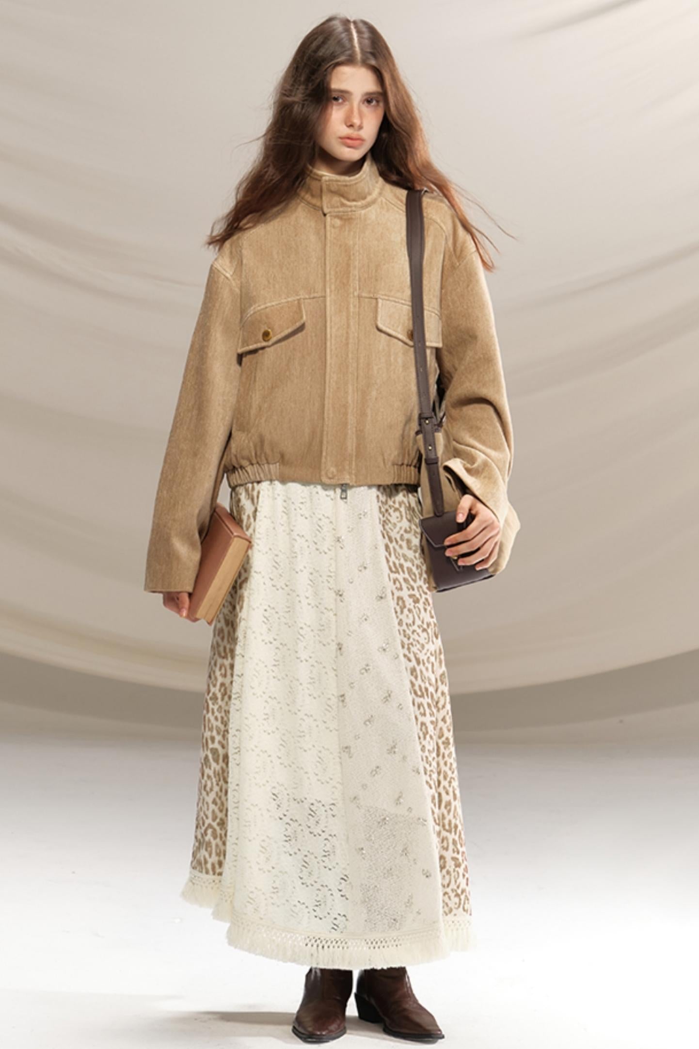 Beaded Silk Leopard Skirt