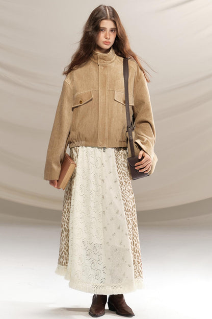 Beaded Silk Leopard Skirt