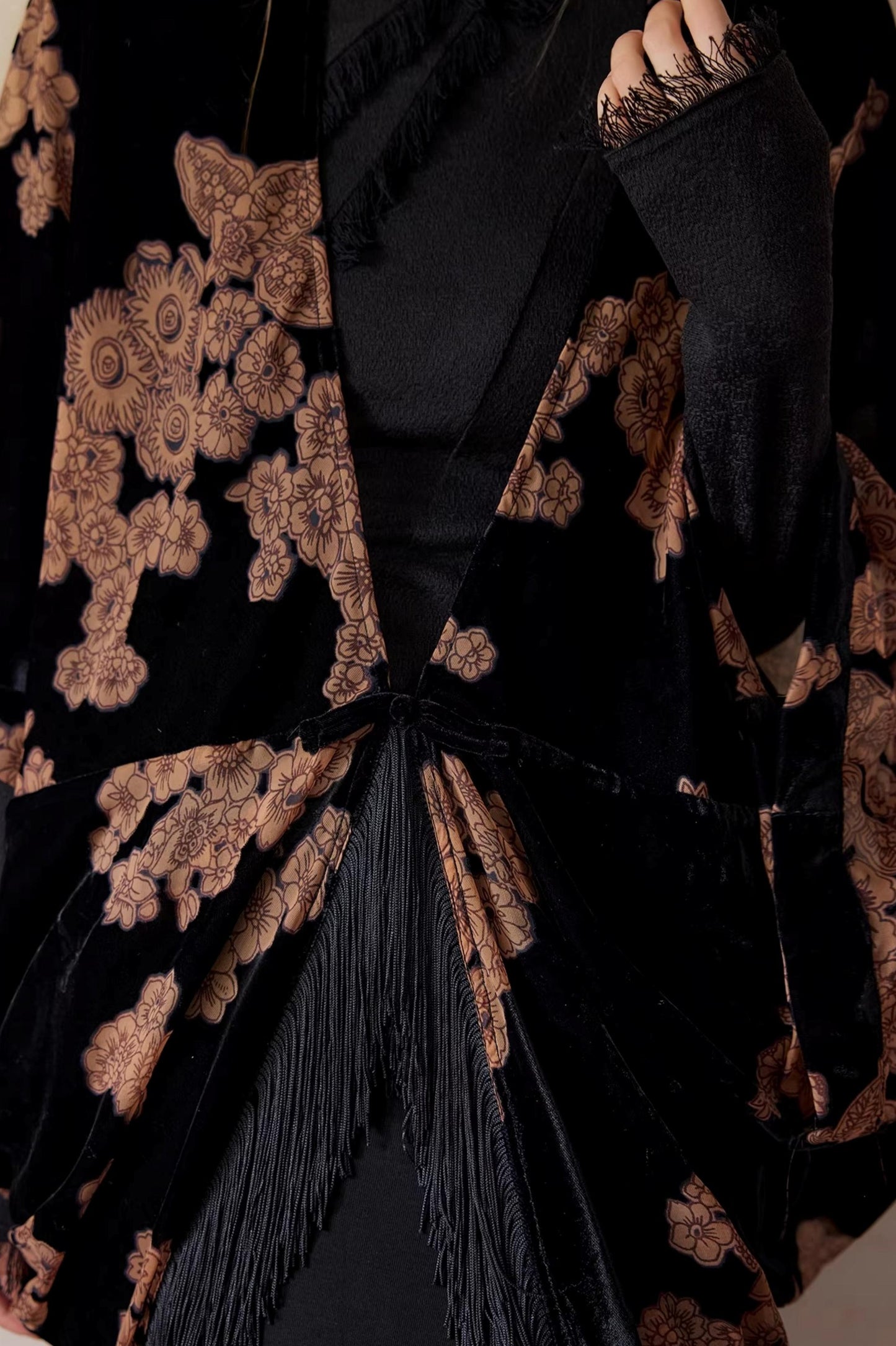 Embroidered Batwing Shawl Jacket