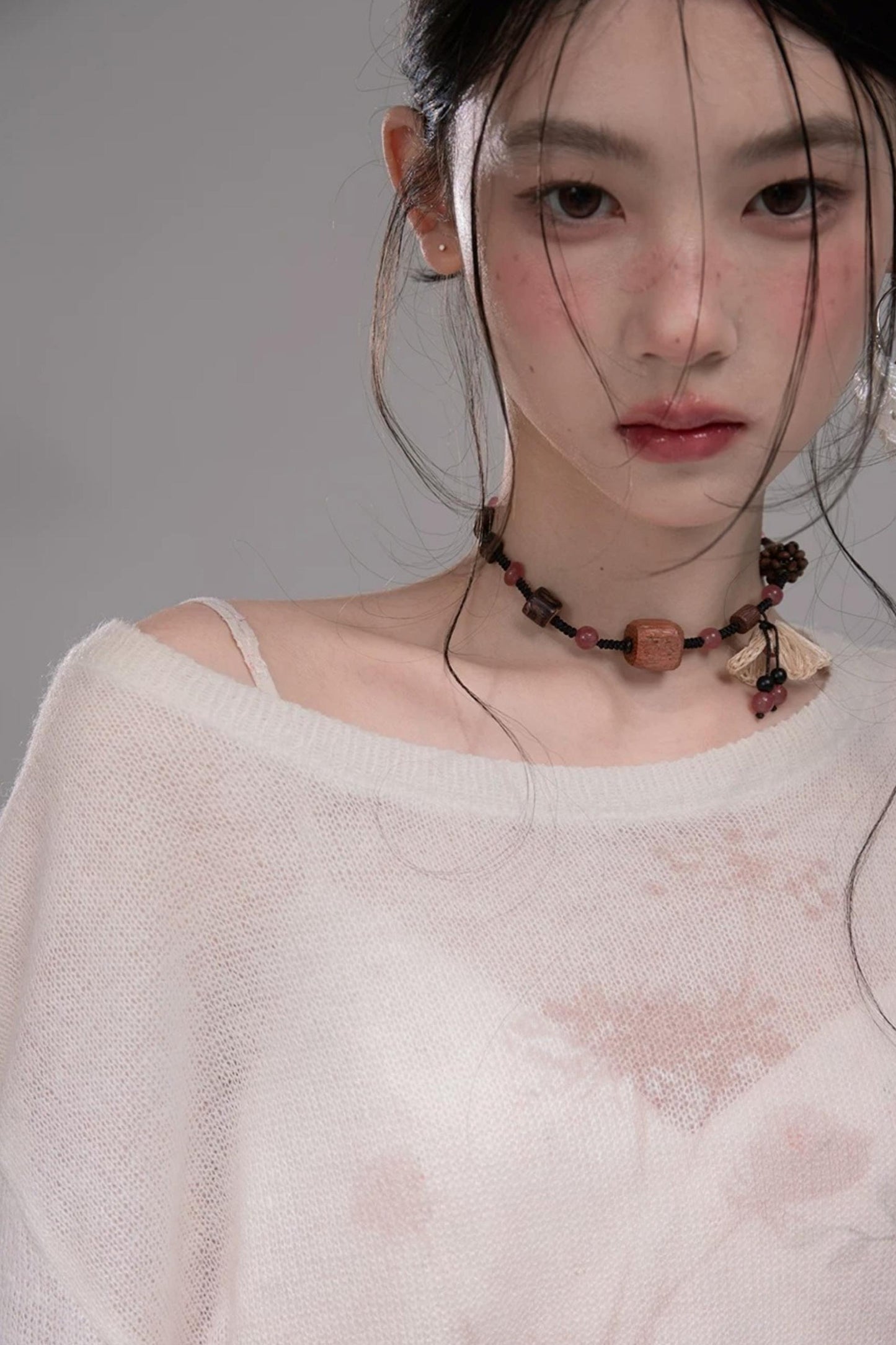 Pink Khaki Gradient Knit Blouse