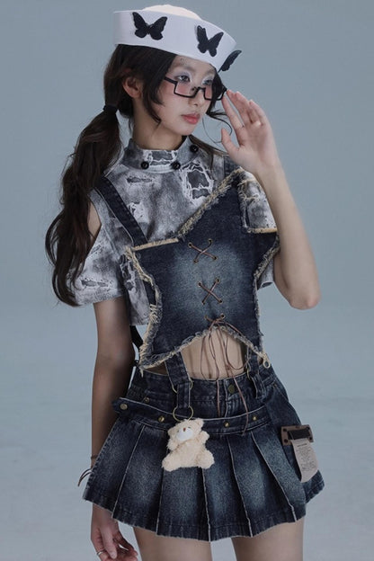 Denim Bib Culottes Set-Up