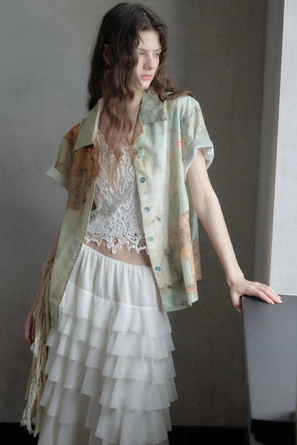 Embellished Lace Vest and Ruffle Skirt Set-Up