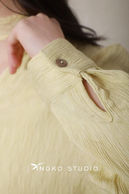 Pale Yellow Stone Button Shirt