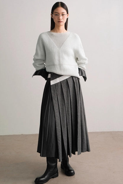 Translucent Knit V-Neck Top