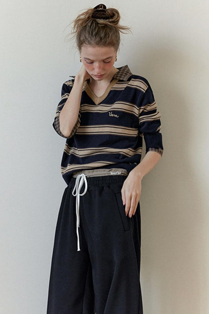 Retro Knit Plaid Top