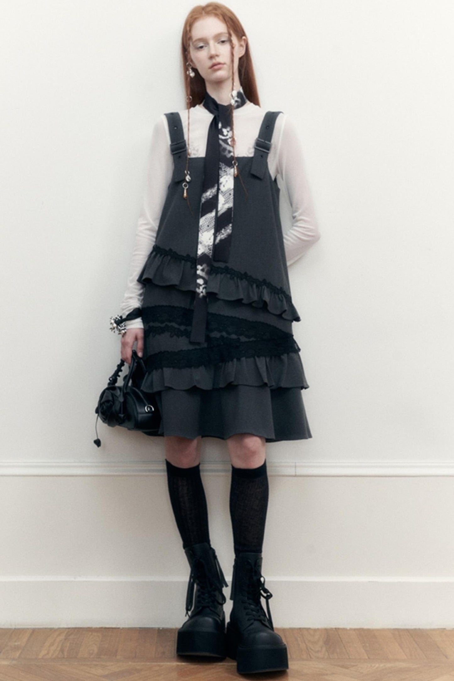 Black White Silk Tie