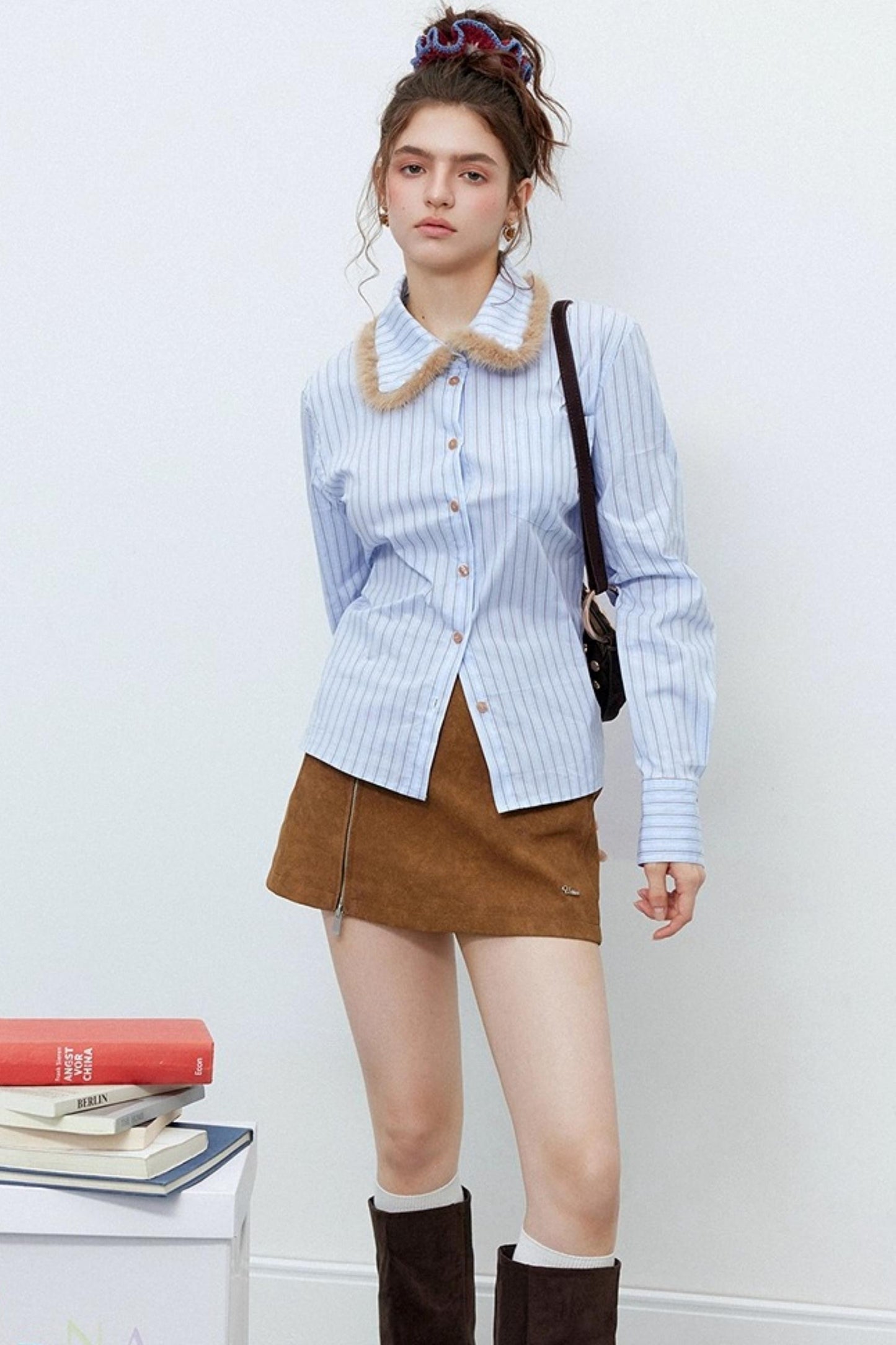 Caramel Brown Faux Suede Jacket Set-Up