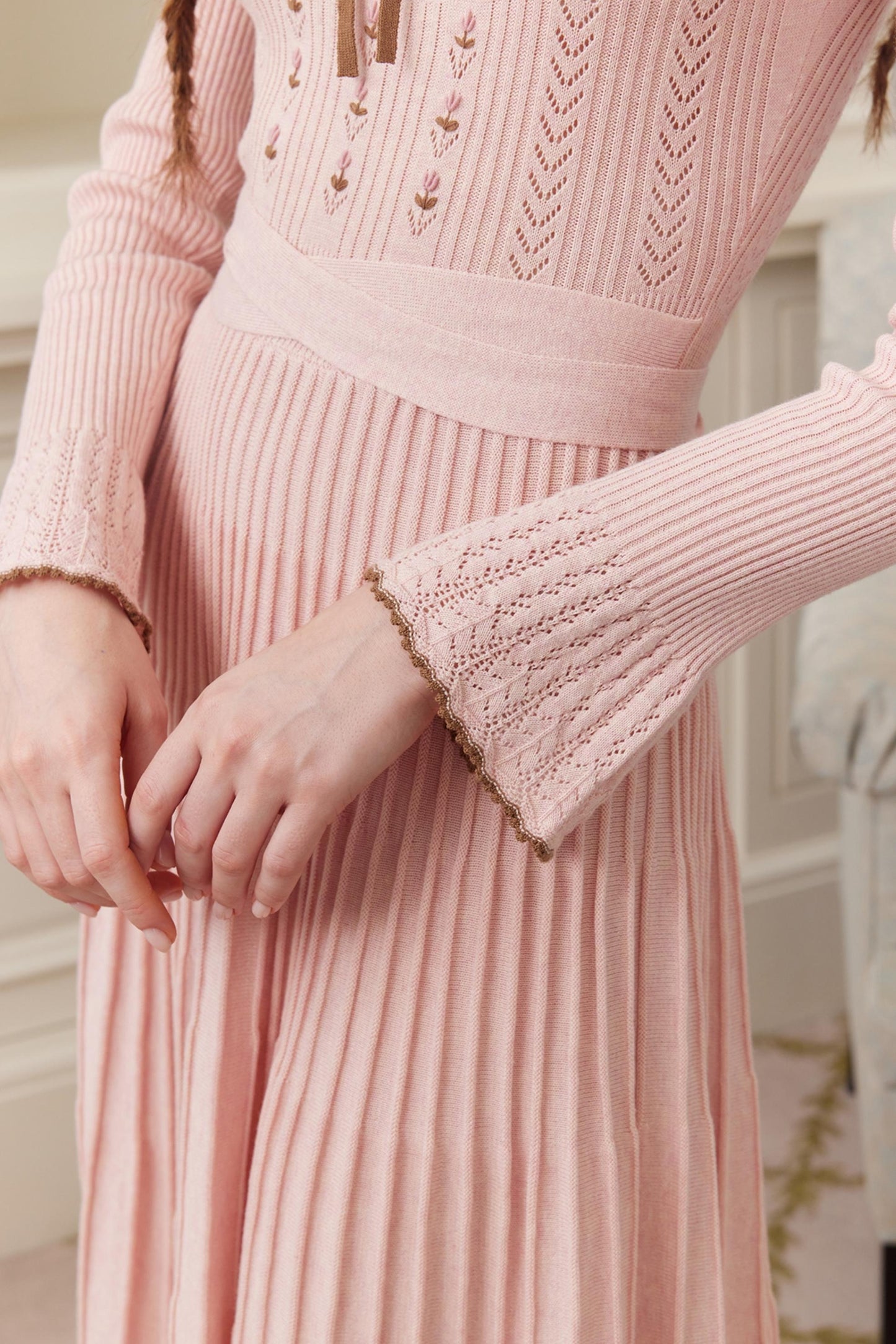 Trio French Heavy Knit Slim Long Dress