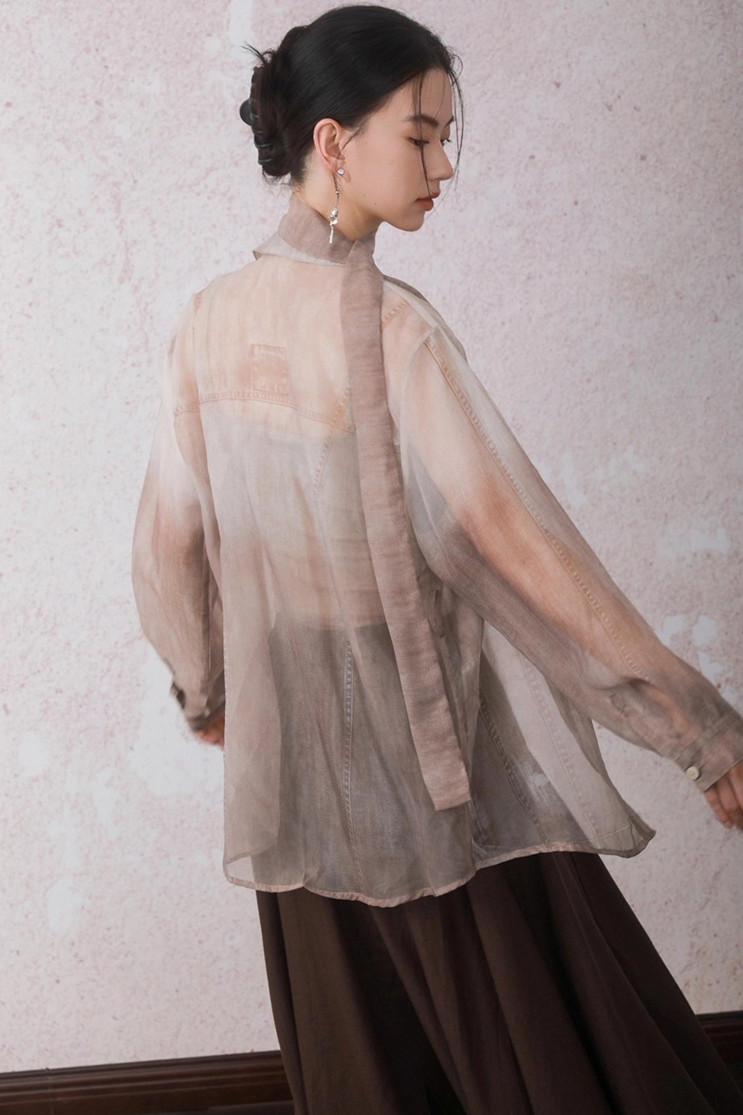 Autumn Apricot Imitation Denim Shirt