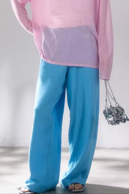 Linen Blend Wide-Leg Pants