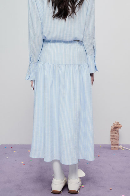 Airy Stripe Two Piece Skirt Set-Up