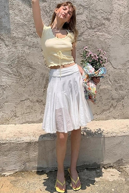 White Lace A-Line Skirt