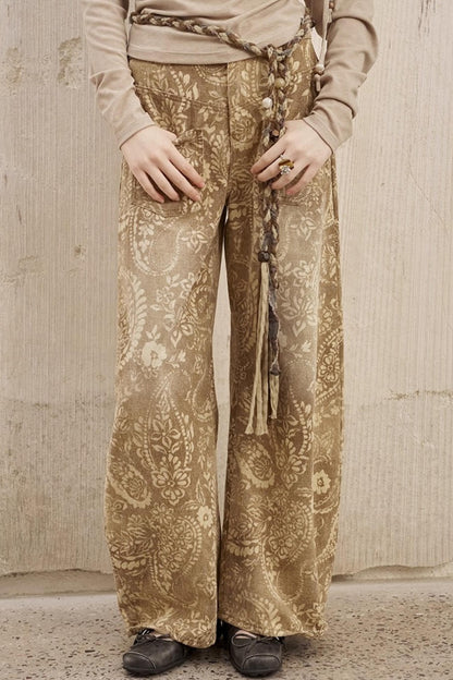 Cashew Flower Washed Straight Jeans