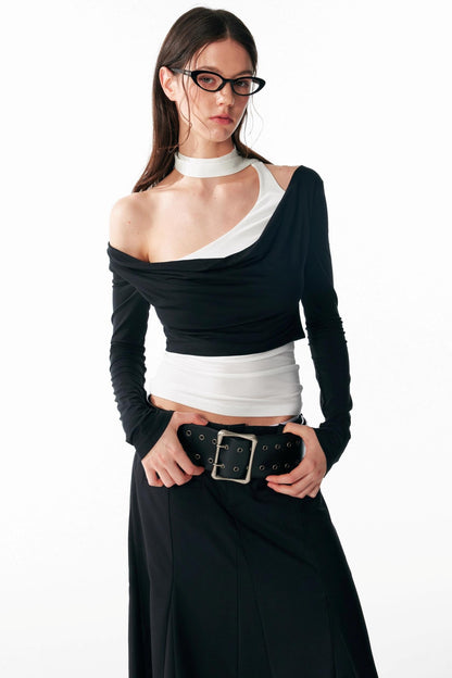 Contrast Patchwork Long Sleeve Top