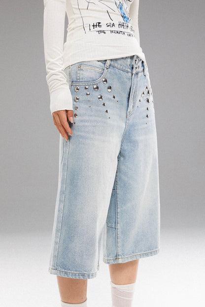 Metal Detail Denim Pants