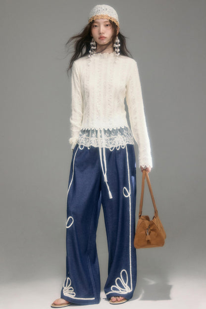 Cloud Lace Knit Long Sleeve Top