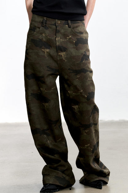 Vintage Camouflage Wide-Leg Jeans