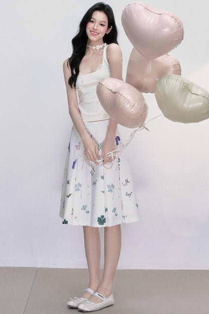 Preface Flower Print A-Line Skirt