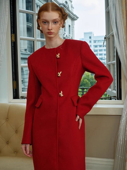 Gold Rabbit Button Long Coat