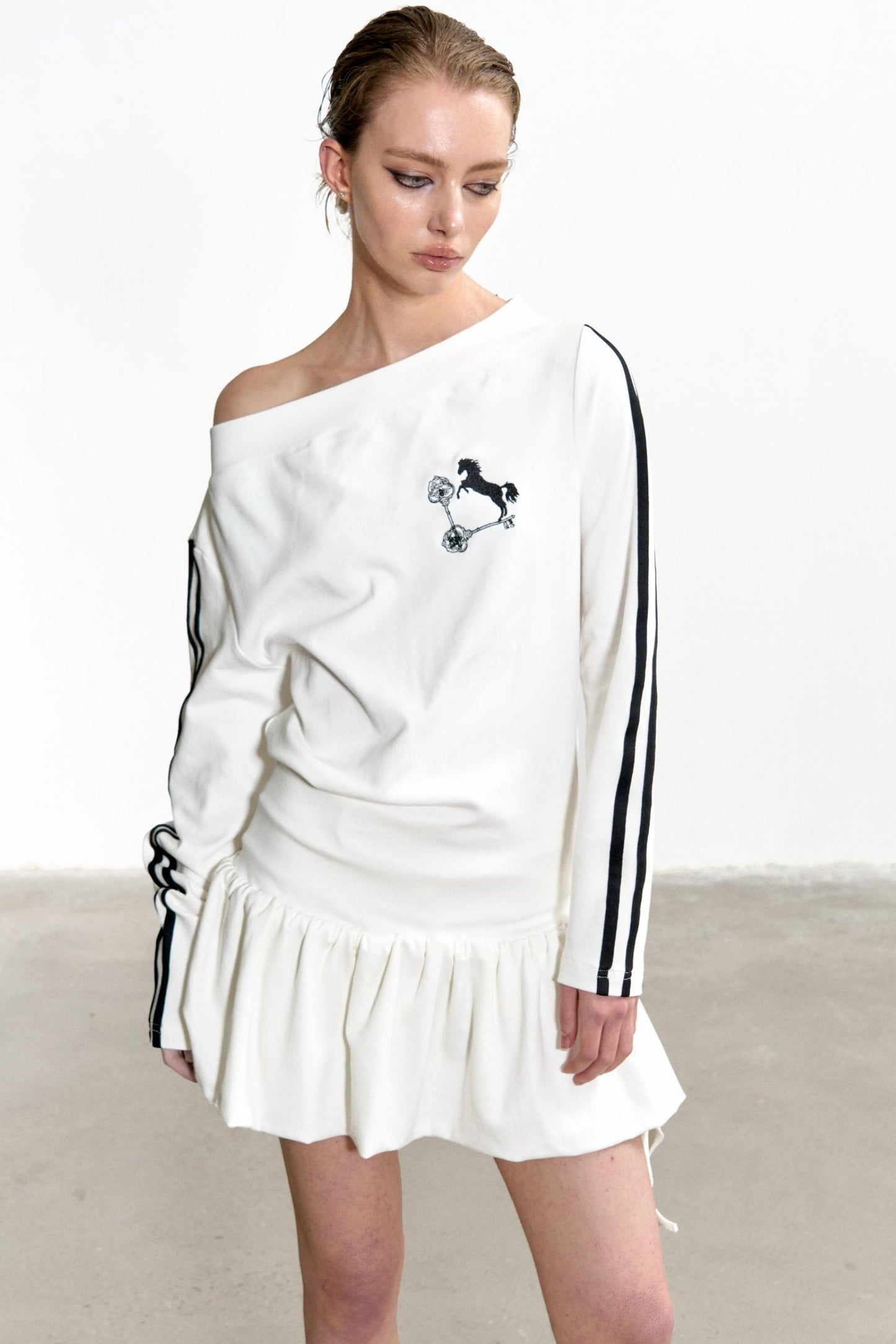 Slouchy Pleated T-Shirt Dress