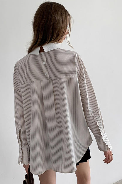 Long Sleeve Loose Striped Shirt