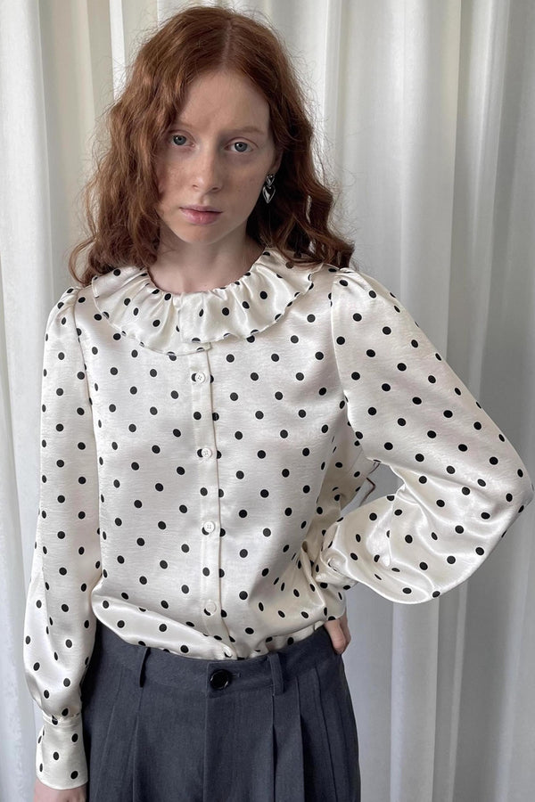 Loose Lace Polka Dot Satin Shirt
