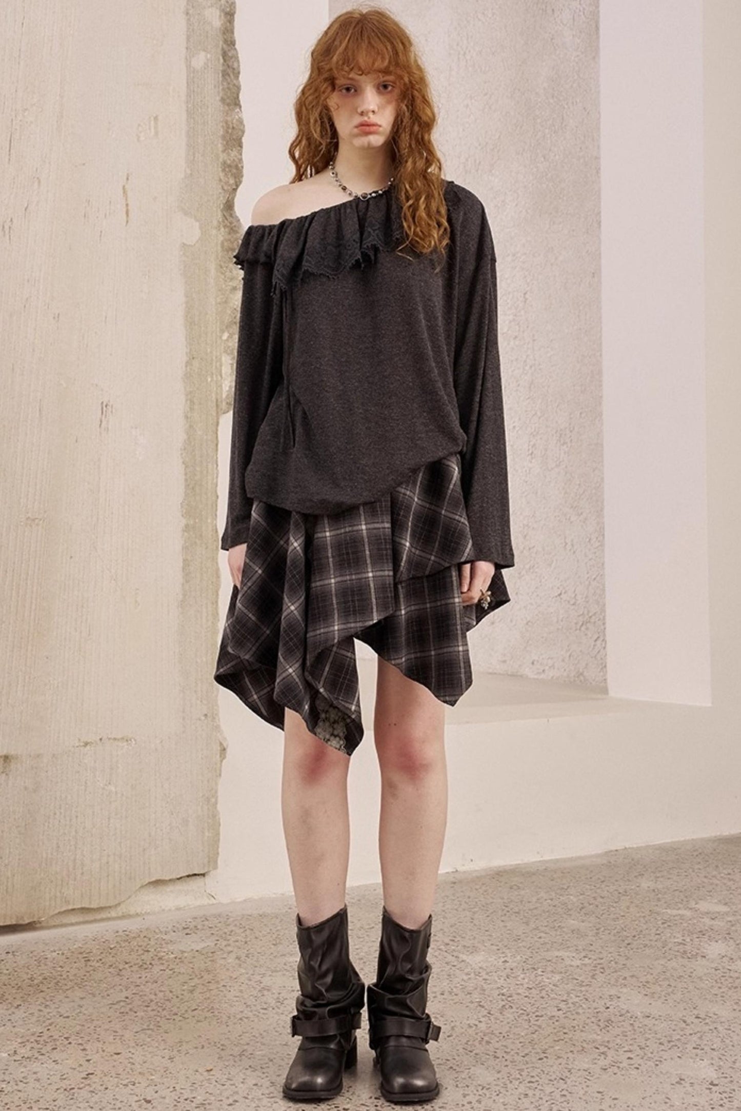 Lace Panel Loose Knit Top