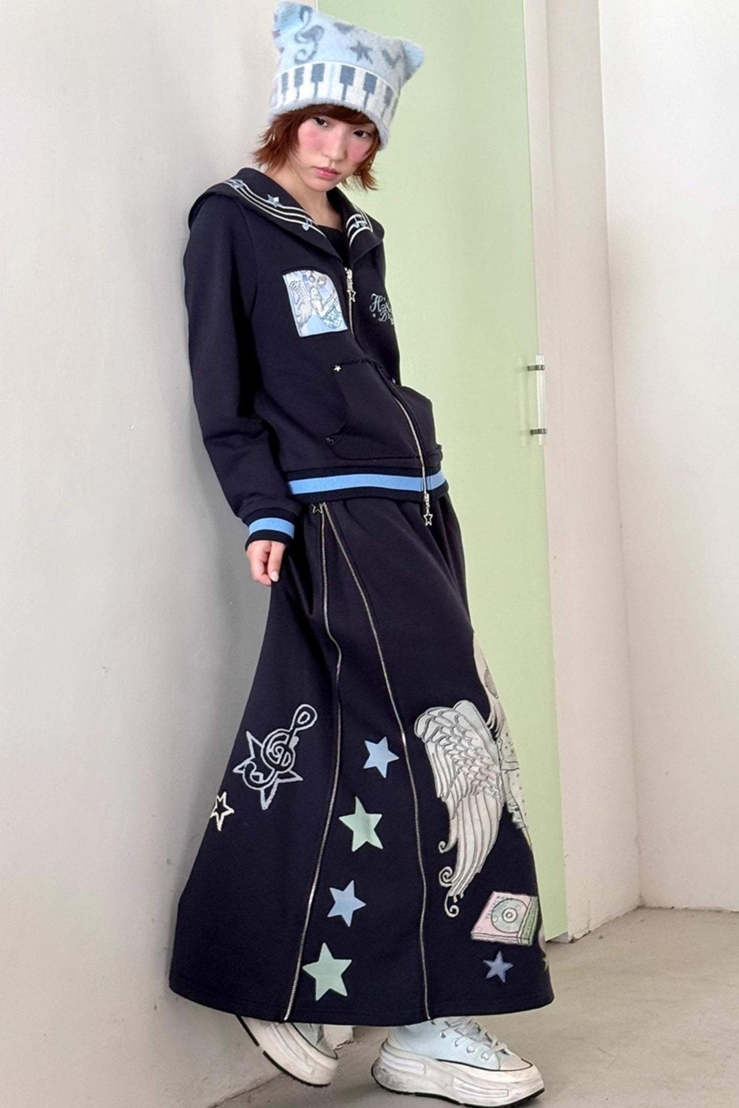 Original Polka Dot Embroidery Sailor Uniform Jacket