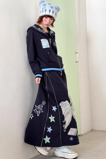 Original Polka Dot Embroidery Sailor Uniform Jacket