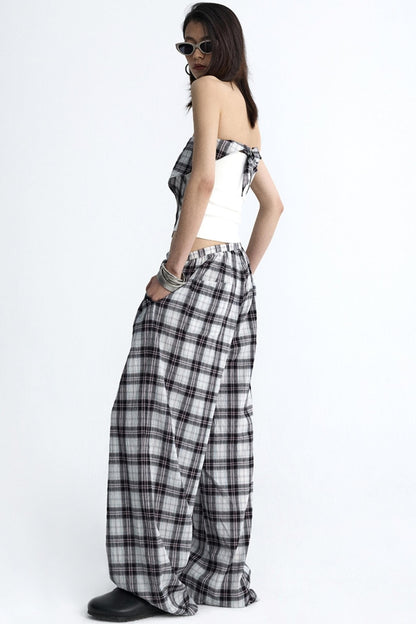 Plaid Wide-Leg Pants