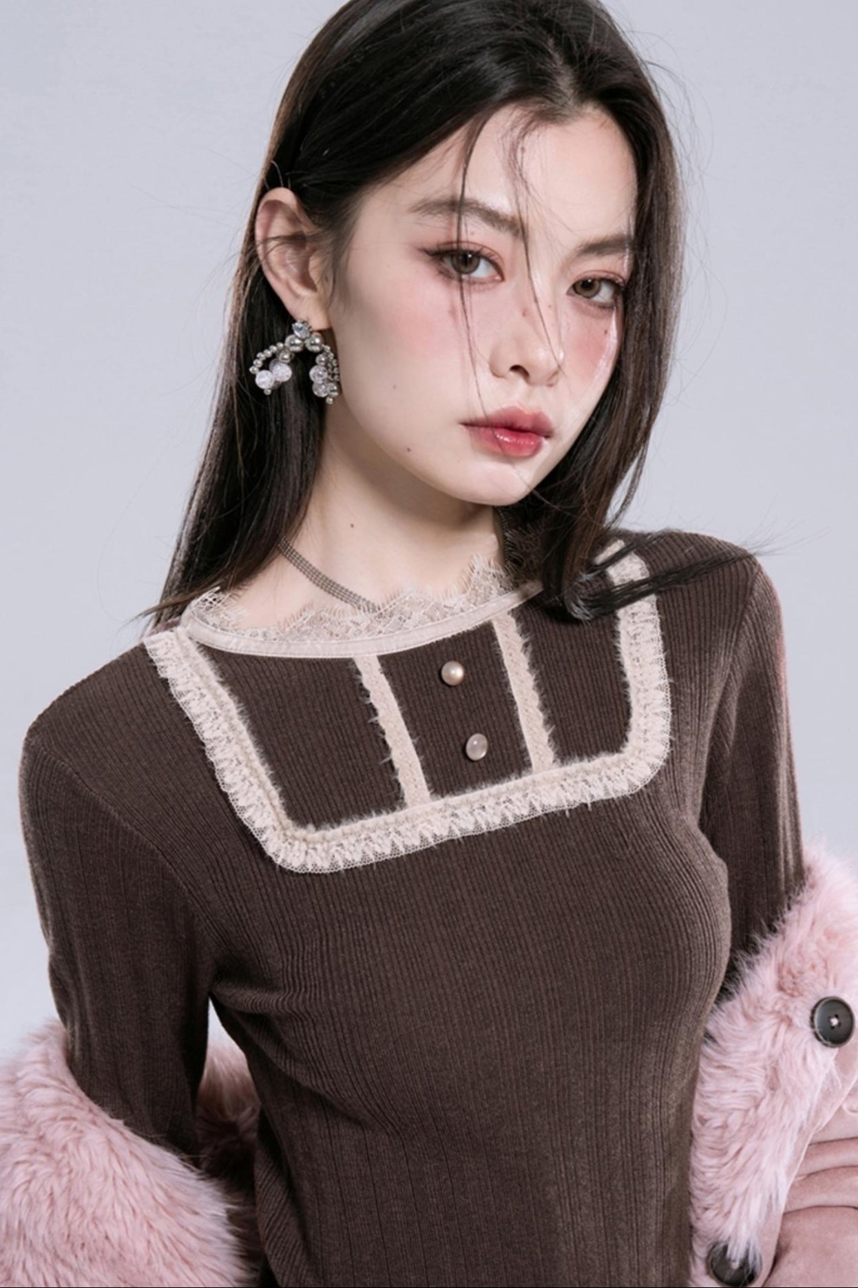 Layered Lace Wool Top