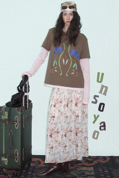 Shrink Silver Print Floral Skirt