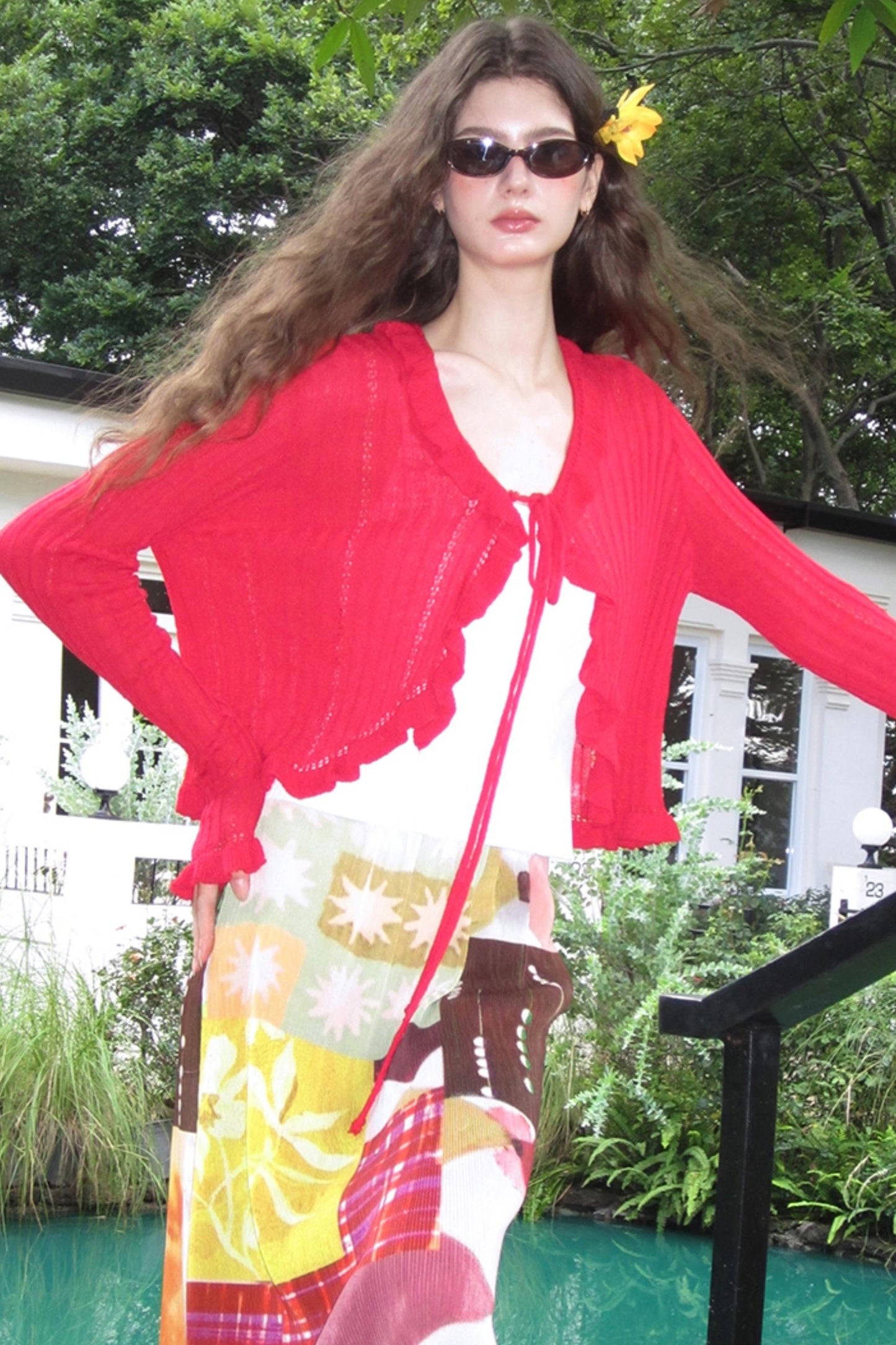 Vintage Ruffle Knitted Cardigan Set-Up