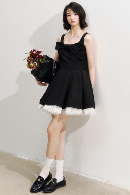 Black Bow Puffy Dress