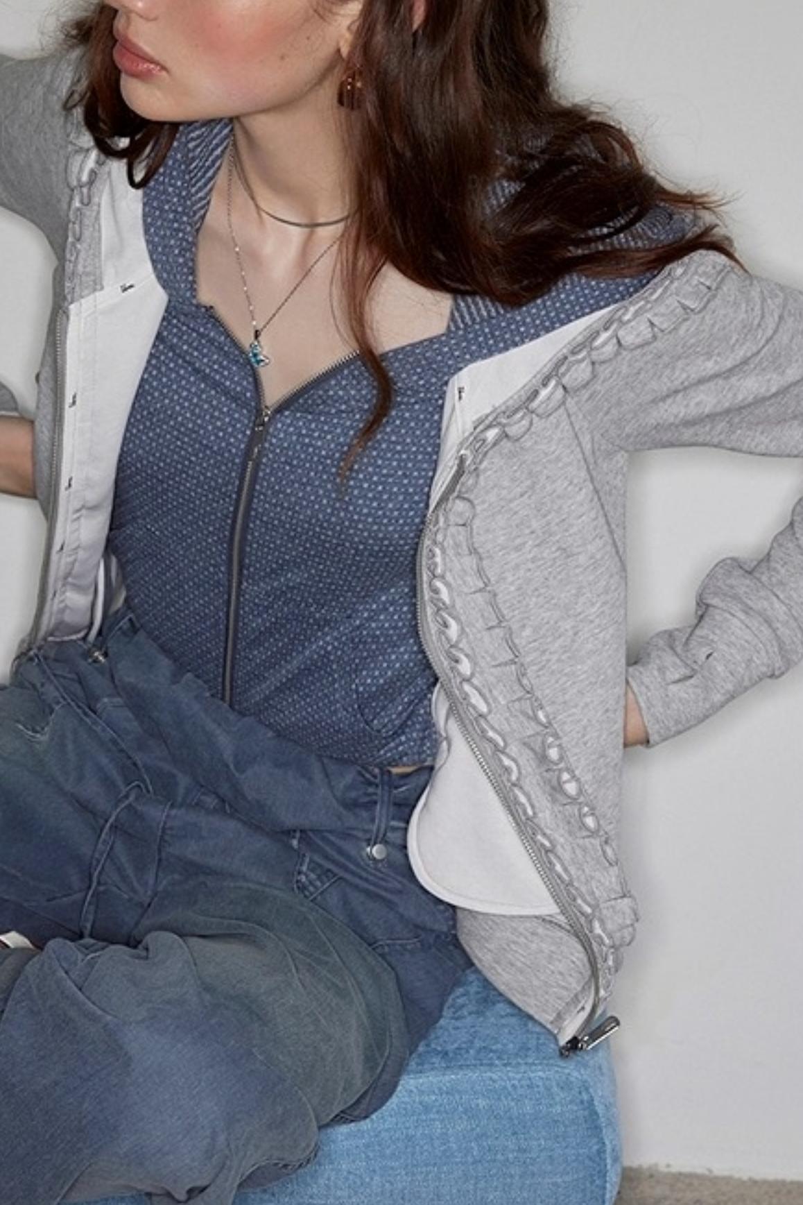 Fake Two-Piece Raglan Sleeve Hooded Jacket