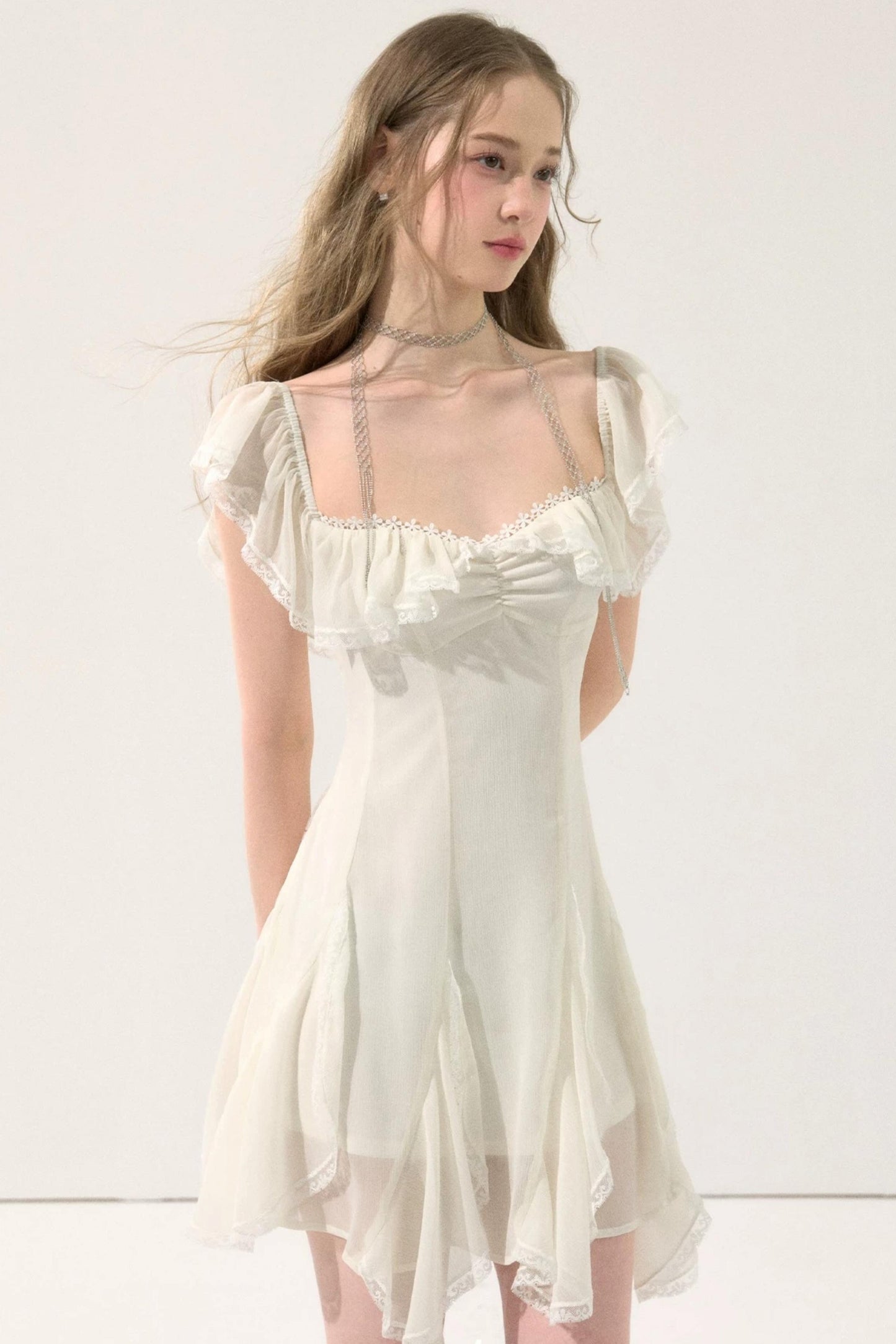Fairy-Like Ruffled Lace Dress