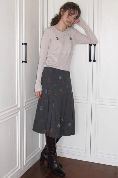 Needle Wool Vest Skirt Set-Up