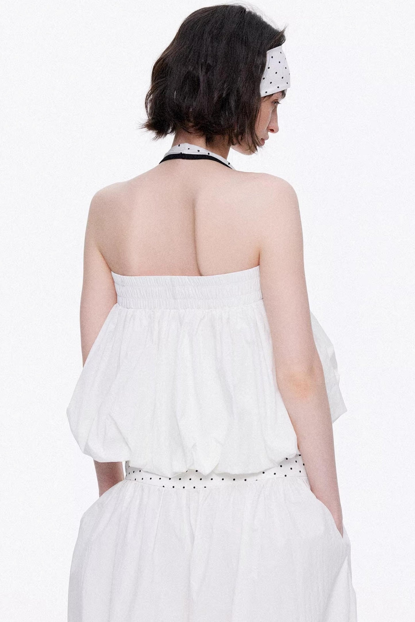 Minimalist Knitted Tube Top & Wide-Leg Pants Set-Up