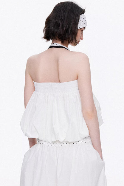 Minimalist Knitted Tube Top & Wide-Leg Pants Set-Up