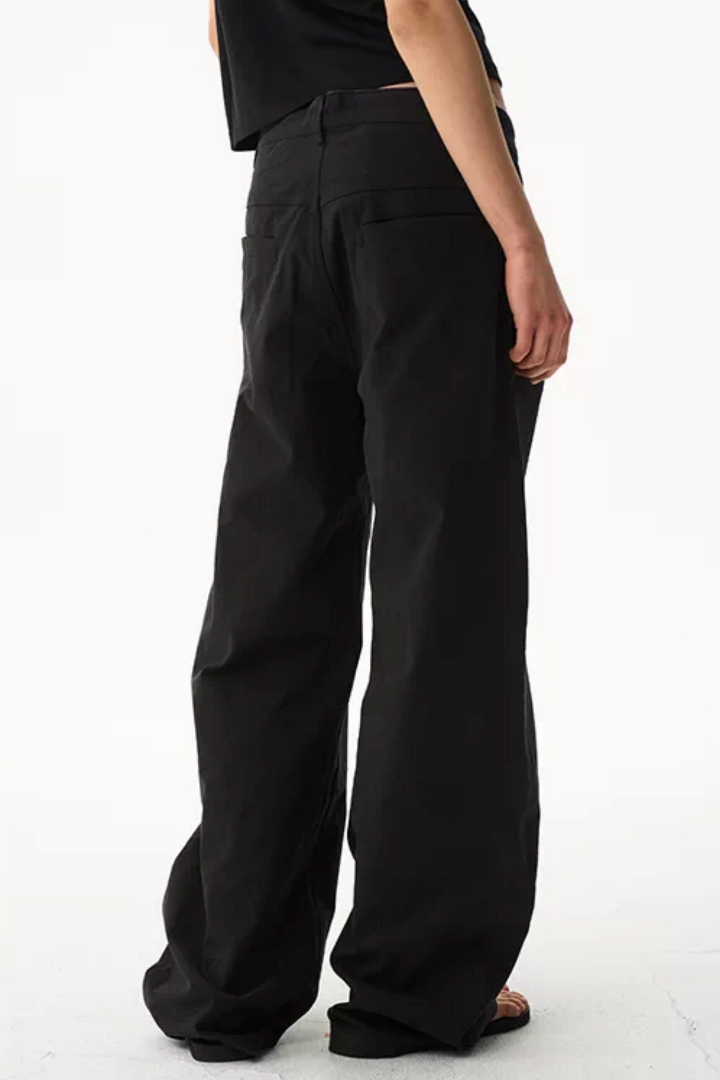Leather Trim Straight-Leg Pants